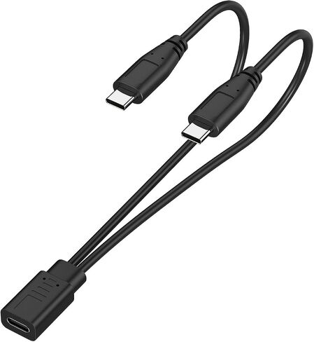 2-in-1 USB C Splitter Charge Cable, USB-C Female to 2 Type-C Male 1 in 2 Out Charging Cord, 1ft Short Charger Wire in Saudi Arabia