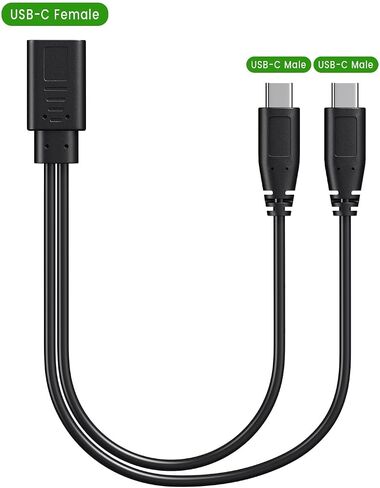 2-in-1 USB C Splitter Charge Cable, USB-C Female to 2 Type-C Male 1 in 2 Out Charging Cord, 1ft Short Charger Wire in Saudi Arabia
