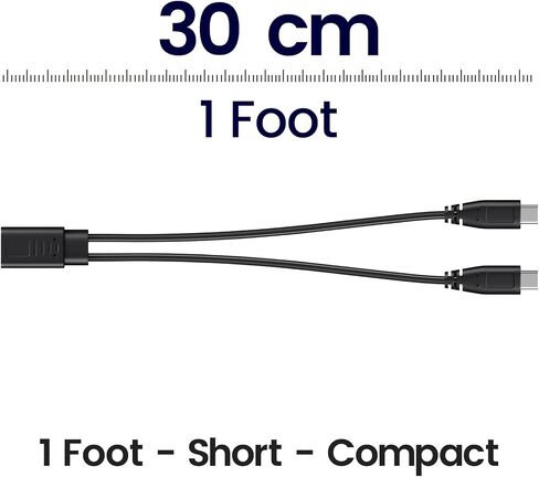 2-in-1 USB C Splitter Charge Cable, USB-C Female to 2 Type-C Male 1 in 2 Out Charging Cord, 1ft Short Charger Wire in Saudi Arabia