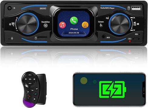 جهاز صوت واحد للسيارة Marine Sstereo Marine Radio Multimedia Adio Multio Multio مع شاشة LCD الرقمية FM Car Radio USB/Type-C/SD/Aux-in MP3 جودة الصوت بدون خسارة in Kuwait