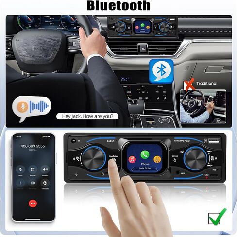 جهاز صوت واحد للسيارة Marine Sstereo Marine Radio Multimedia Adio Multio Multio مع شاشة LCD الرقمية FM Car Radio USB/Type-C/SD/Aux-in MP3 جودة الصوت بدون خسارة in Kuwait