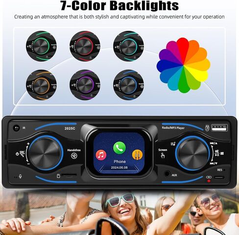 جهاز صوت واحد للسيارة Marine Sstereo Marine Radio Multimedia Adio Multio Multio مع شاشة LCD الرقمية FM Car Radio USB/Type-C/SD/Aux-in MP3 جودة الصوت بدون خسارة in Kuwait