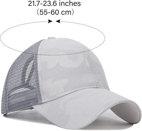 قبعة بيسبول شبكية للنساء عالي كعكة ذيل حصان قبعة مموهة قبعة الشاحنة القبع in Kuwait