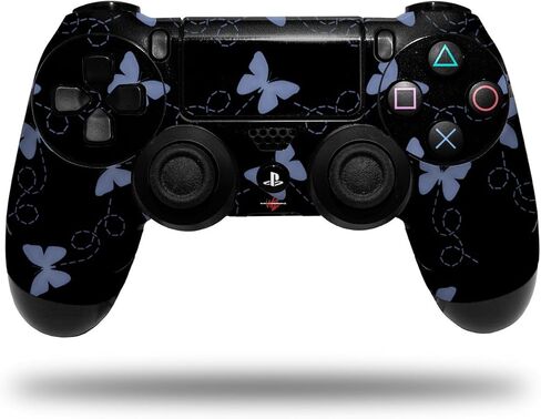 Vinyl Decal Skin Compatible with Sony PS4 Controller PlayStation 4 Original Slim and Pro Pastel Butterflies Blue on Black (Controller NOT Included) in Saudi Arabia