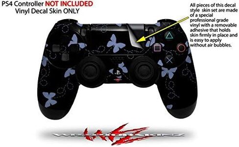 Vinyl Decal Skin Compatible with Sony PS4 Controller PlayStation 4 Original Slim and Pro Pastel Butterflies Blue on Black (Controller NOT Included) in Saudi Arabia