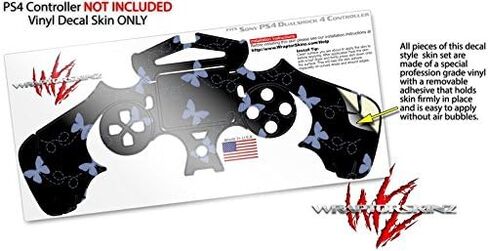 Vinyl Decal Skin Compatible with Sony PS4 Controller PlayStation 4 Original Slim and Pro Pastel Butterflies Blue on Black (Controller NOT Included) in Saudi Arabia