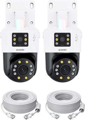 Zosi 2 X C298 Pro 4K 8MP 8MP عدسيات ثنائية (2 × 4 ميجابكسل) أمنية أمنية POE IP كاميرا خارجية ، 360 عرض كاميرا PT ، شخص/مركبة الكشف ، صفارة الإنذار الأضواء ، الرؤية الليلية الملونة ، تخزين بطاقة SD ، العمل فقط مع NVR لدينا in Kuwait