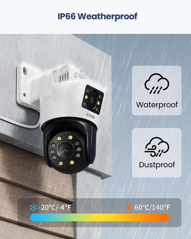 Zosi 2 X C298 Pro 4K 8MP 8MP عدسيات ثنائية (2 × 4 ميجابكسل) أمنية أمنية POE IP كاميرا خارجية ، 360 عرض كاميرا PT ، شخص/مركبة الكشف ، صفارة الإنذار الأضواء ، الرؤية الليلية الملونة ، تخزين بطاقة SD ، العمل فقط مع NVR لدينا in Kuwait