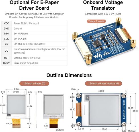 Waveshare 1.54inch e-Paper Display (G), Compatible with Raspberry Pi 5/4B/3B/Zero/Pico, Supports Jetson Nano/TX2/Xavier NX/Orin, 200x200, Red/Yellow/Black/White, SPI Interface, with Driver Board in Saudi Arabia