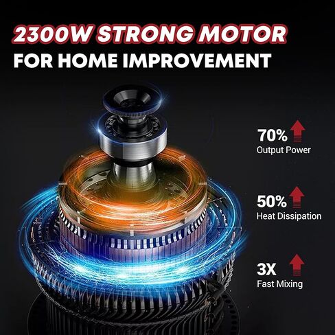 SILVEL Cement Mixer, 2300W Handheld Electric Concrete Mixer, Portable Mortar Mixer with 6 Adjustable Speed, 110V Mud Mixer for Mixing Mud, Cement, Mortar, Paint, Fodder in Kuwait