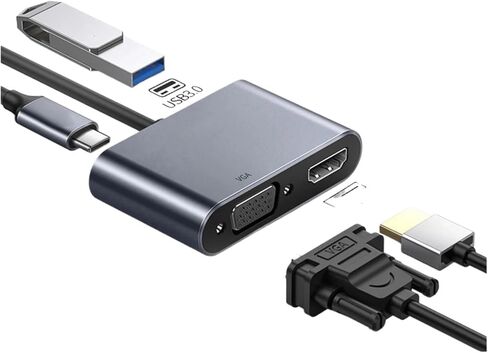 4K TY> PE C إلى HDMI USB 3.0 PD ADAPTER MULTION ADAPTER HDMI متوافق مع (أسود 3 في 1) in Saudi Arabia