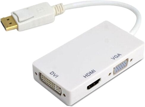DisplayPort DP إلى HDMI DVI أنثى إلى الذكور 3-في 1 DP محول Displatport محول DP لعرض جهاز عرض الكمبيوتر (3 في 1 أبيض) in Saudi Arabia