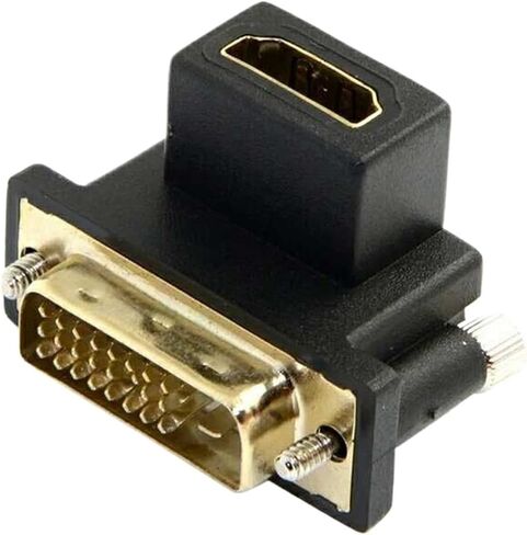 90 درجة زاوية الذكور DVI إلى محول أنثى متوافق مع HDMI ، يستخدم للكمبيوتر ، HDTV. جهاز التلفزيون الصناعي وبطاقة الرسومات (أسفل) in Saudi Arabia