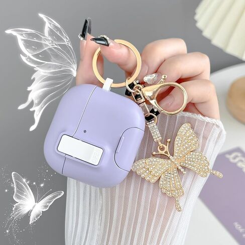 Cute Pink Airpods 4 Gen Case with Lock&Bling Butterfly Keychain for Girly Women, Unique Clear Hard Case Cover for Apple Airpods 4th Generation 2024 with Cleaning Kit&Phone Stand [US Patent] in Saudi Arabia