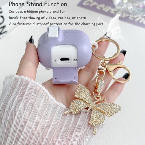 Cute Pink Airpods 4 Gen Case with Lock&Bling Butterfly Keychain for Girly Women, Unique Clear Hard Case Cover for Apple Airpods 4th Generation 2024 with Cleaning Kit&Phone Stand [US Patent] in Saudi Arabia