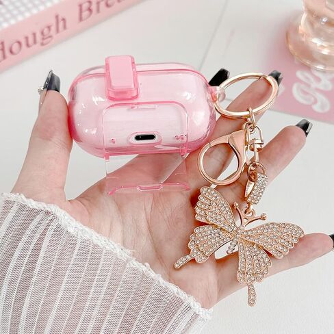 Cate Purple Airpods Pro 2/1 Gen Case مع سلسلة مفاتيح Lock & Bling Butterfly لـ Girly & Women ، غطاء Kawaii الفريد لـ Apple Airpods Pro 2nd/1st Generation مع مجموعة Cleaning Kit & Phone [براءة اختراع الولايات المتحدة] in Kuwait