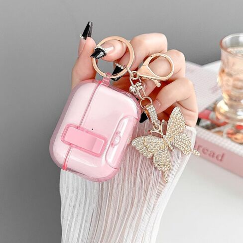Cate Purple Airpods Pro 2/1 Gen Case مع سلسلة مفاتيح Lock & Bling Butterfly لـ Girly & Women ، غطاء Kawaii الفريد لـ Apple Airpods Pro 2nd/1st Generation مع مجموعة Cleaning Kit & Phone [براءة اختراع الولايات المتحدة] in Kuwait