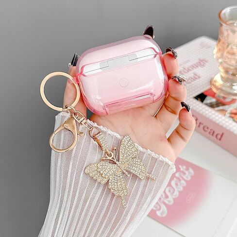 Cate Purple Airpods Pro 2/1 Gen Case مع سلسلة مفاتيح Lock & Bling Butterfly لـ Girly & Women ، غطاء Kawaii الفريد لـ Apple Airpods Pro 2nd/1st Generation مع مجموعة Cleaning Kit & Phone [براءة اختراع الولايات المتحدة] in Kuwait