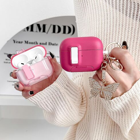 Cate Purple Airpods Pro 2/1 Gen Case مع سلسلة مفاتيح Lock & Bling Butterfly لـ Girly & Women ، غطاء Kawaii الفريد لـ Apple Airpods Pro 2nd/1st Generation مع مجموعة Cleaning Kit & Phone [براءة اختراع الولايات المتحدة] in Kuwait