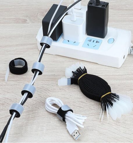 80pcs Cable Ties Reusable Fastening Cable Ties Double Hook Tie Organiser Tie Wire Fasteners 5"/6"/8"/11"(White+Black) in Saudi Arabia