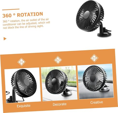 Mikikit Rotation Car Suction Cup Fan USB Charging Electric Cooling Fan for Vehicles Portable Low Noise Abs Material in Saudi Arabia