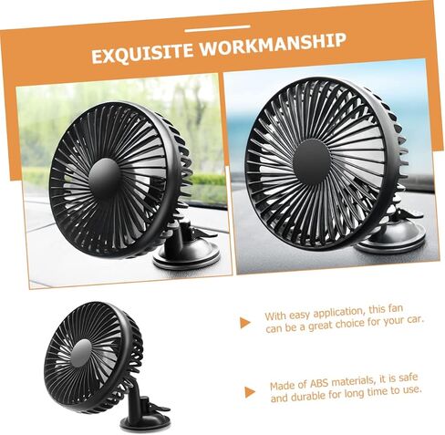 Mikikit Rotation Car Suction Cup Fan USB Charging Electric Cooling Fan for Vehicles Portable Low Noise Abs Material in Saudi Arabia