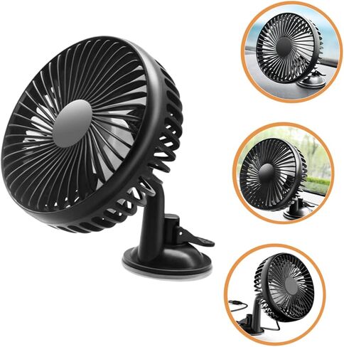 Mikikit Rotation Car Suction Cup Fan USB Charging Electric Cooling Fan for Vehicles Portable Low Noise Abs Material in Saudi Arabia