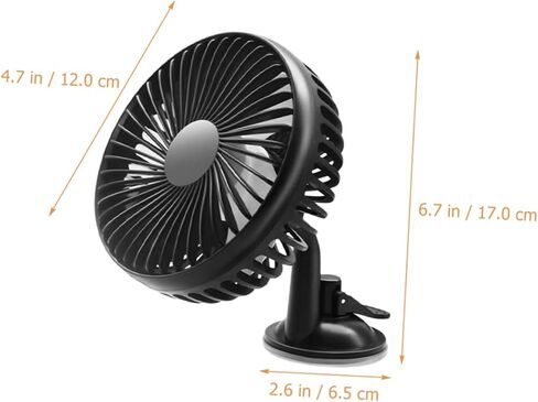 Mikikit Rotation Car Suction Cup Fan USB Charging Electric Cooling Fan for Vehicles Portable Low Noise Abs Material in Saudi Arabia