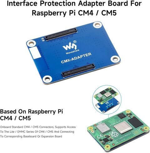 Waveshare CM4/CM5 Adapter Board, Comaptible with Raspberry Pi Compute Module Series, Interface Protection, Provides Physical Protection for Frequent Plugging and Unplugging of Socket in Saudi Arabia