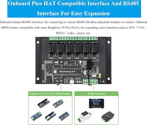 وحدة الترحيل الصناعية ذات 6 قنوات RP2350 ، واجهات قبعة RS485/PICO ، متوافقة مع قبعات Raspberry Pi Pico ، توسيع RTC/CAN/RS232/LORA/SENSOR ، RS485 ، إلخ. دوائر حماية متعددة in Kuwait