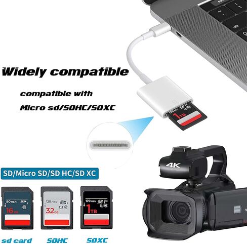 USB C SD Card Reader ، USB 3.0 High Speed ​​to SD Adapter للهاتف 15 Pro Max iPad Pro Trail Game Camera Viewer لـ MacBook Pro/Air IMAC M1 M2 M3 Galaxy S23/S24 Android phonetablet (White) in Saudi Arabia