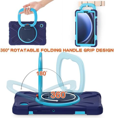 TPUT TAPERT TRAVICHPRAICHPROCKPROCK CASE متوافقة مع طراز Samsung Galaxy Tab A9 8.7 بوصة 2023 (SM-X110/SM-X115) ، مقبض دوار ، حزام كتف ، حالة واقية ، مقاومة إسقاط in Kuwait