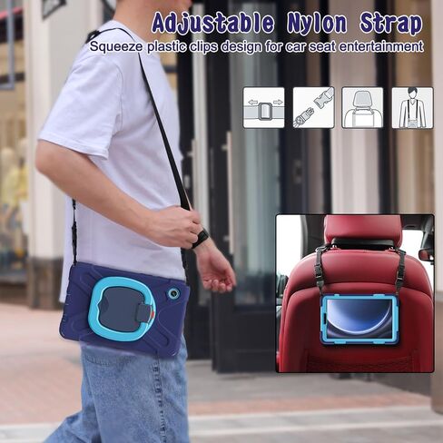 TPUT TAPERT TRAVICHPRAICHPROCKPROCK CASE متوافقة مع طراز Samsung Galaxy Tab A9 8.7 بوصة 2023 (SM-X110/SM-X115) ، مقبض دوار ، حزام كتف ، حالة واقية ، مقاومة إسقاط in Kuwait