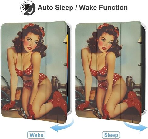 قضية عتيقة مثيرة pin-up fix-it-women مع حامل القلم رفيع الخفيفة الوزن trifold موقف متوافق مع iPad mini 4/5/6 mini6 （8.3in） in Kuwait