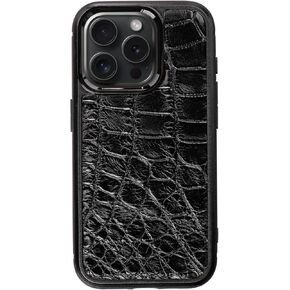 Case for Iphone 15 Pro - Genuie Alligator Leather, Luxury Cover for your Phone - 100% Alligator Skin (Cabriole Black) in Saudi Arabia