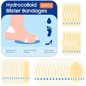 Hydrocolloid Blister Bandages, 36PCS Blister Bandages for Feet, Heel & Toe – Blister Prevention Waterproof Blister Pads & Blister Cushions – Long-Lasting Comfortable for Shoes in Saudi Arabia