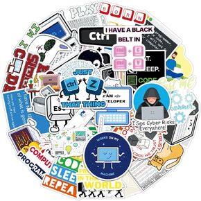 50pcs ملصقات كمبيوتر مضحكة شارات الكمبيوتر المحمول الإبداعية للمبرمجين تكنولوجيا المعلومات المبرمجي المبرمجين رائعين لزجاجات المياه المجلات وديكور محطات العمل in Kuwait