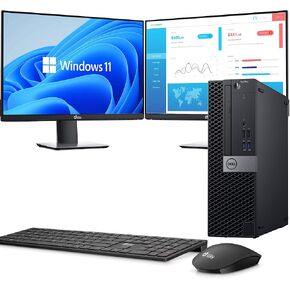 Dell Optiplex 5070 كمبيوتر سطح المكتب PC Intel Core I7-9700 (8 cors) ، 16 جيجابايت من ذاكرة الوصول العشوائي DDR4 ، 512 جيجا بايت SSD ، 2 × 2 × 22 شاشات LED ، WiFi ، Wireless KB & Mouse ، Windows 11 Pro (Renefed) in Kuwait