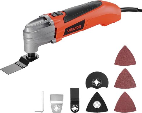 VEVOR Multitool Oscillating Tool Corded 2.5 Amp, Oscillating Saw Tool with LED Light, 6 Variable Speeds, 3.1° Oscillating Angle, 11000-22000 OPM, 16PCS Saw Accessories & BMC Case in Kuwait