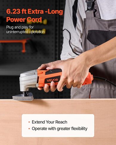 VEVOR Multitool Oscillating Tool Corded 2.5 Amp, Oscillating Saw Tool with LED Light, 6 Variable Speeds, 3.1° Oscillating Angle, 11000-22000 OPM, 16PCS Saw Accessories & BMC Case in Kuwait