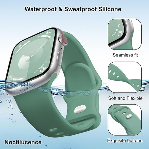 Sport Watch Band متوافق مع نطاقات Apple Watch Women Men 38mm 40mm 41mm 42mm 44mm 45mm 46mm 49mm ، حزام بديل للسيليكون الناعم لـ Iwatch Bands Series 10 9 8 7 6 5 4 3 2 1 Se se ultra in Saudi Arabia