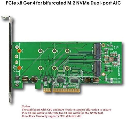 كابلات micro sata | PCIe X8 Gen4 لـ Bifurcated M.2 NVME Dual Port AIC in Saudi Arabia