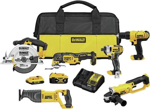 مجموعة أدوات الطاقة DEWALT 20V MAX، مجموعة أدوات كهربائية لاسلكية مكونة من 6 أدوات مع بطارية وشاحن (DCK661D1M1) in Kuwait