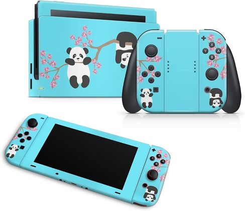 Zoomhitskins متوافق مع مفتاح Swite Cover Panda Aqua Blue Cherry Flower in Saudi Arabia