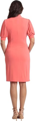 London Times Women's Shirred Flounce Puff Sleeve Faux Wrap Dress in Saudi Arabia
