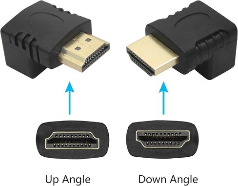 1PAIR 90 درجة HDMI ذكور إلى محول أنثى ، لأعلى ولأسفل محول توصيل PLATED HDMI GOLD ، مناسب لأجهزة الكمبيوتر المحمولة ، الكمبيوتر ، أجهزة العرض ، إلخ in Saudi Arabia
