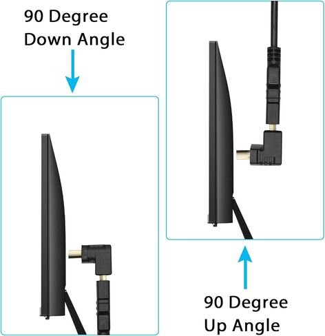 1PAIR 90 درجة HDMI ذكور إلى محول أنثى ، لأعلى ولأسفل محول توصيل PLATED HDMI GOLD ، مناسب لأجهزة الكمبيوتر المحمولة ، الكمبيوتر ، أجهزة العرض ، إلخ in Saudi Arabia
