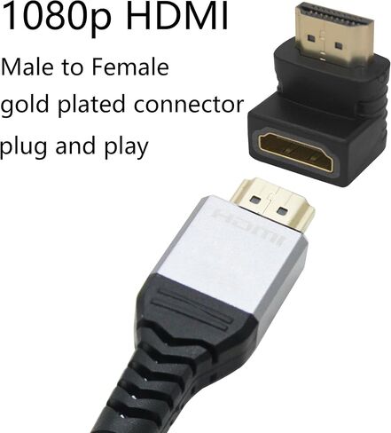 1PAIR 90 درجة HDMI ذكور إلى محول أنثى ، لأعلى ولأسفل محول توصيل PLATED HDMI GOLD ، مناسب لأجهزة الكمبيوتر المحمولة ، الكمبيوتر ، أجهزة العرض ، إلخ in Saudi Arabia