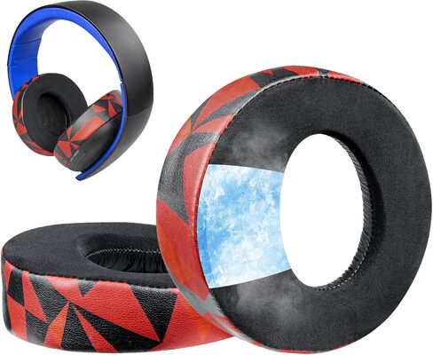 SOULWIT Cooling Gel Replacement Ear Pads for Sony Gold Wireless PlayStation PS4 Headset, Earpads Cushions for 2014 Version (Model CECHYA-0083) Headphone - Black in Saudi Arabia
