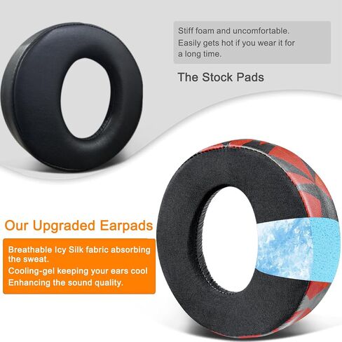 SOULWIT Cooling Gel Replacement Ear Pads for Sony Gold Wireless PlayStation PS4 Headset, Earpads Cushions for 2014 Version (Model CECHYA-0083) Headphone - Black in Saudi Arabia